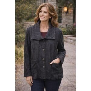 Simonton Says Textured Crinkle Button Down Blazer Jacket with Pockets Size 2X